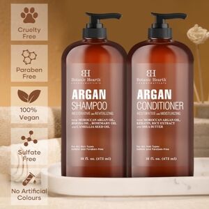 NEW BOTANIC HEARTH Moroccan Argon Shampoo & Conditioner Keratin-Shea Butter-16oz